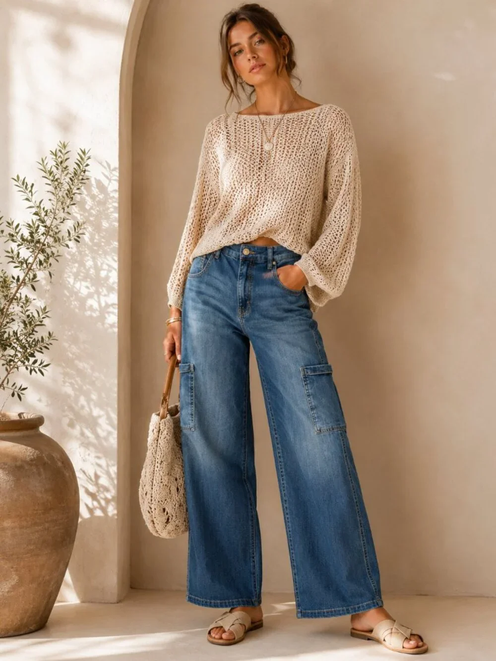 KUT from the Kloth Jodi Fab AB Wide Leg Cargo Jeans Size 12 Medium Wash Denim - Picture 1 of 8
